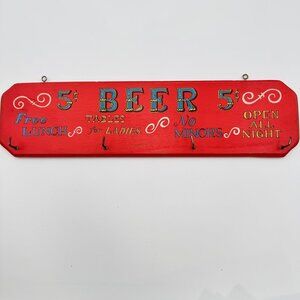 Vintage 5 Cent Beer Sign V.G. Japan Rustic Man Cave Nostalgic Bar Plaque Dorm
